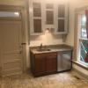 Kitchen with granite and Large stainless fridge