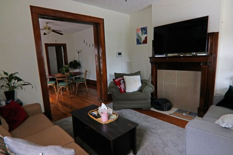 View of living and dining rooms from front door