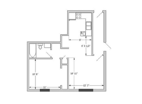 1 BR Floor Plan