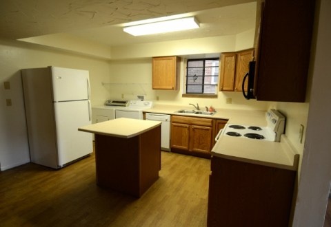 Updated kitchen with washer & dryer view 1