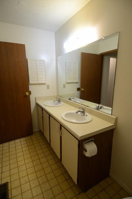 Upstairs bath with two sinks