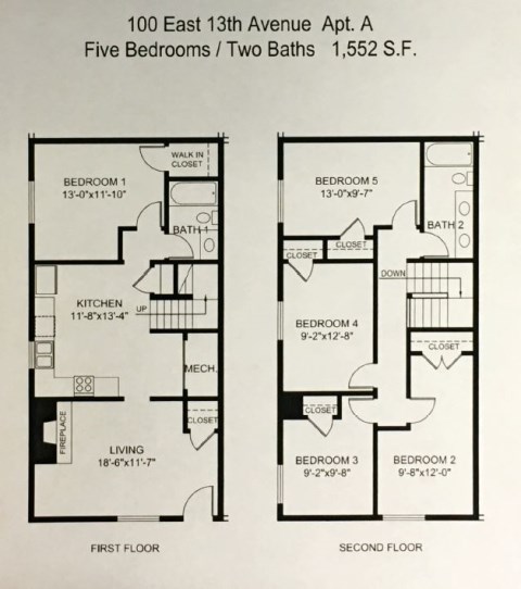 100-A E 13th Ave Floor Plan