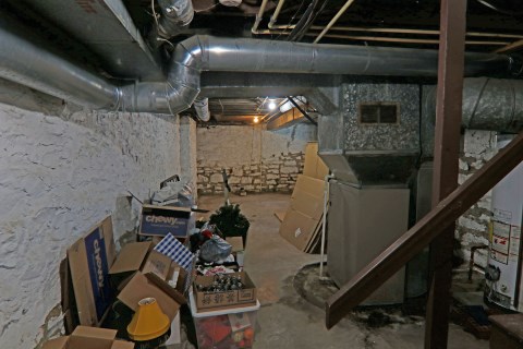 Clean dry basement with lots of storage space