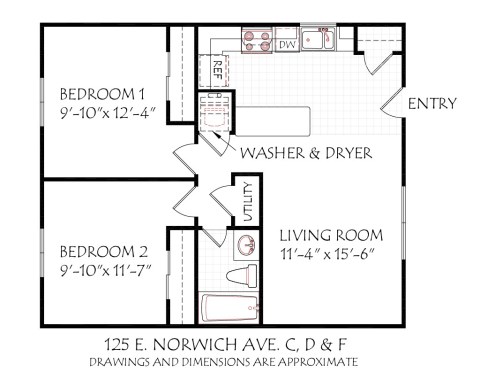 Units C, D and F Floor Plan