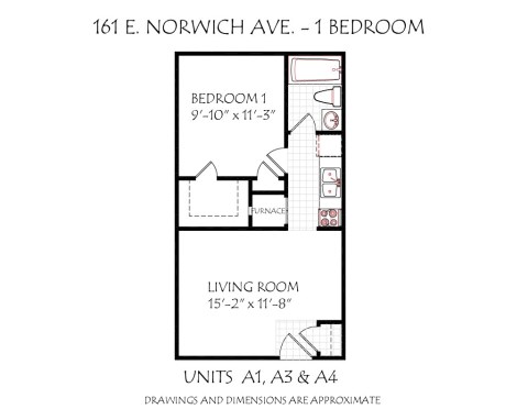 one-bedroom floorplan layout