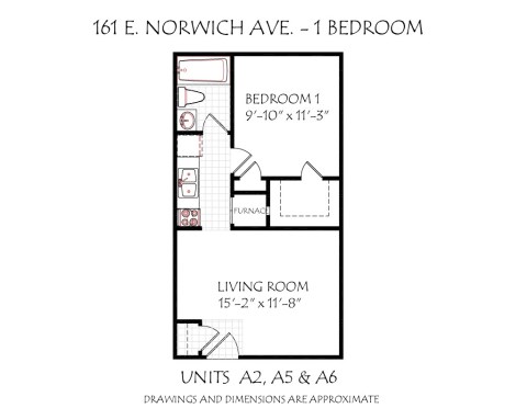 one-bedroom floorplan layout