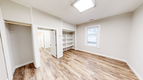 One of the bedrooms has a private office area!