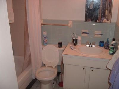 A comfortably sized bathroom