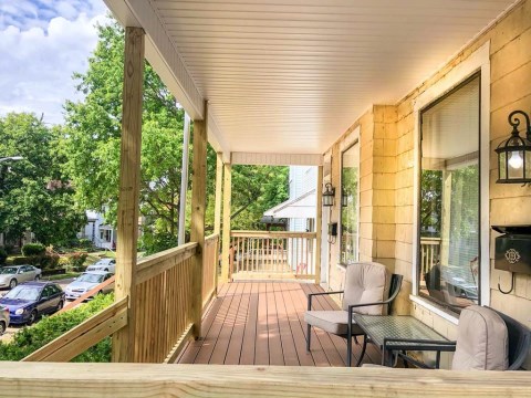 Beautiful recently renovated front porch!! Also has a back deck!