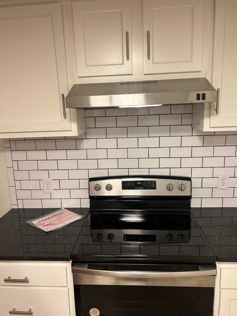 Range with stainless hood