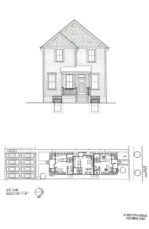 Front elevation and site plan