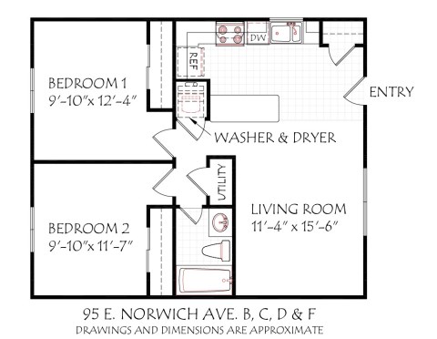 Units B, C, D and F Floor Plan