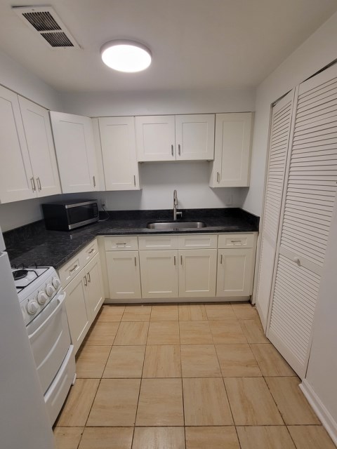 Renovated kitchen with granite countertops