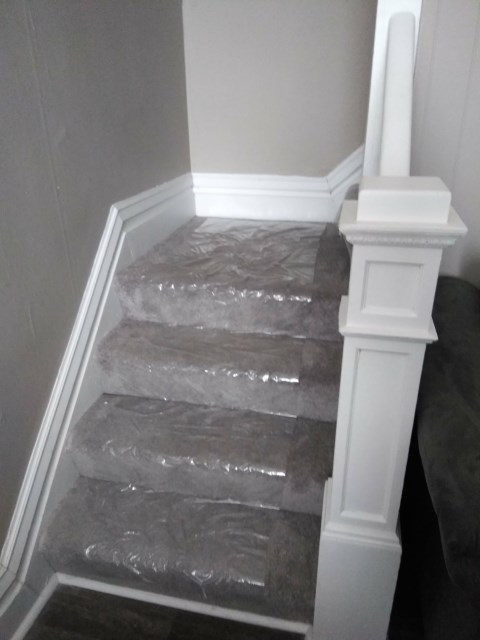 new carpet steps and upstairs