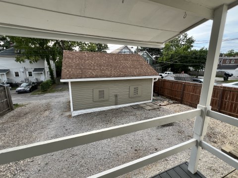 Back porch and garage