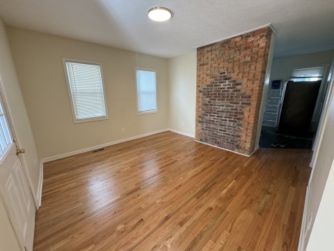Living room with new wood floors