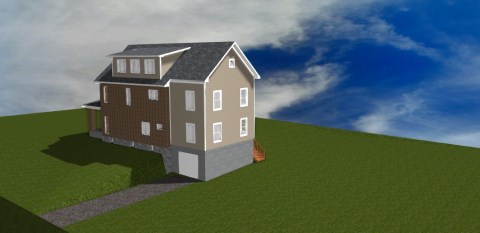 North elevation of finished house